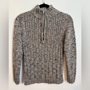 Liz Claiborne Quarter Zip Sweater Size Medium Knit Long Sleeve Speckled Brown